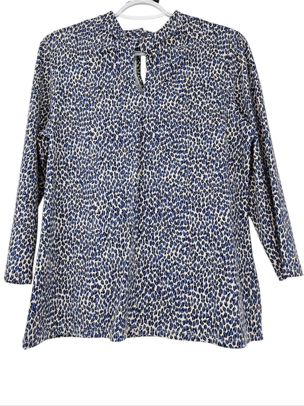 J. McLaughlin Leopard Print Catalina Cloth Top Blue Women's Size L Preppy Summer